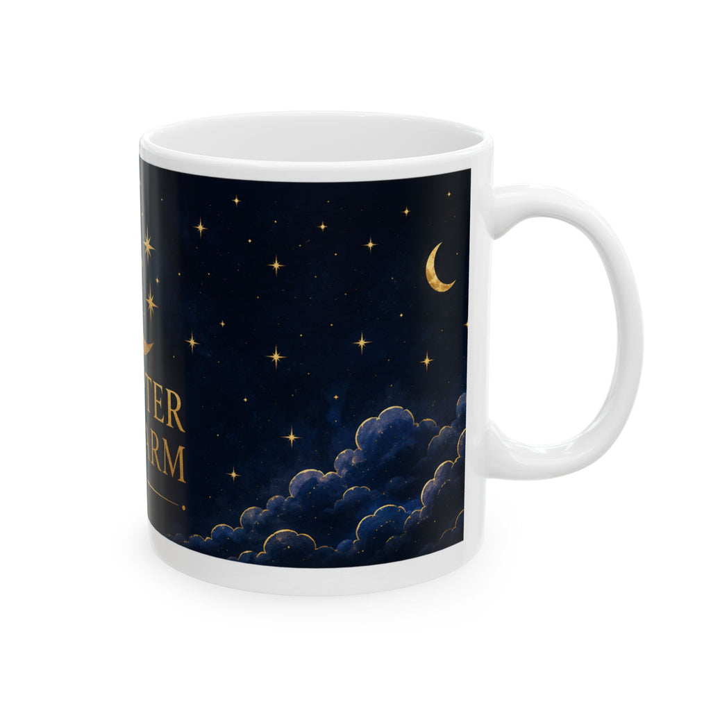 Chapter & Charm Gold Crescent Moon Ceramic Mug (11oz)