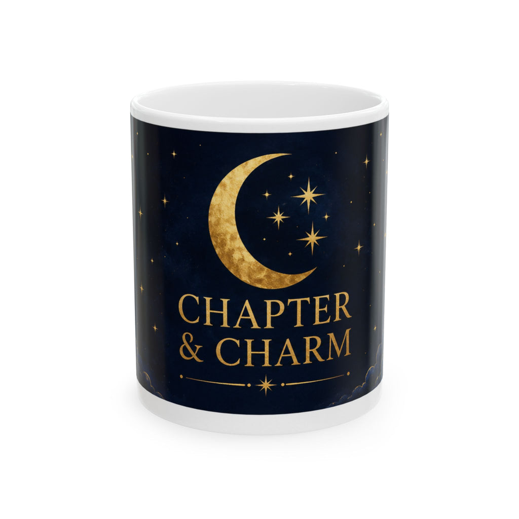 Chapter & Charm Gold Crescent Moon Ceramic Mug (11oz)