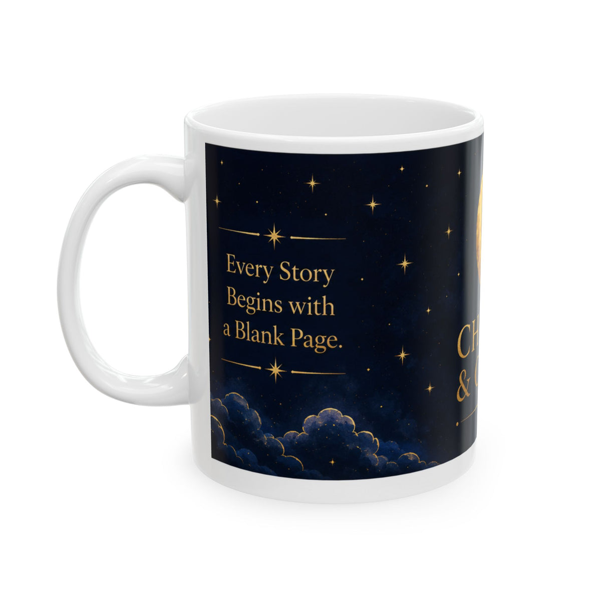 Chapter & Charm Gold Crescent Moon Ceramic Mug (11oz)